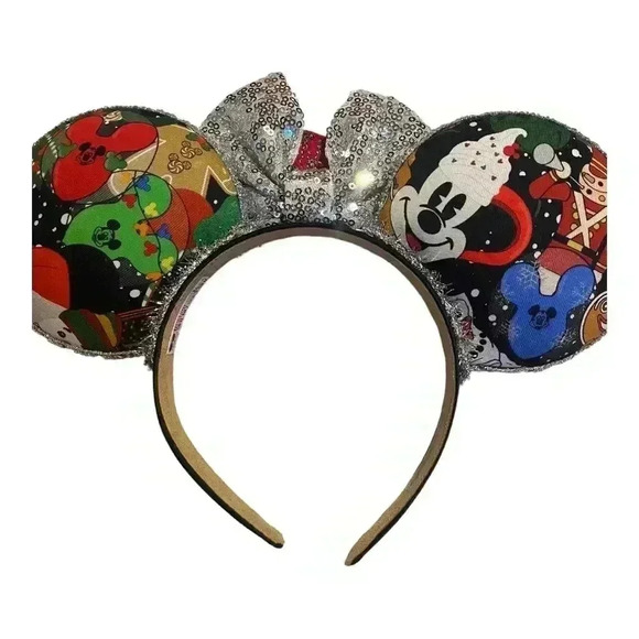 Disney Minnie Mouse Ears Christmas Ears with Silver Bow - Picture 2 of 8